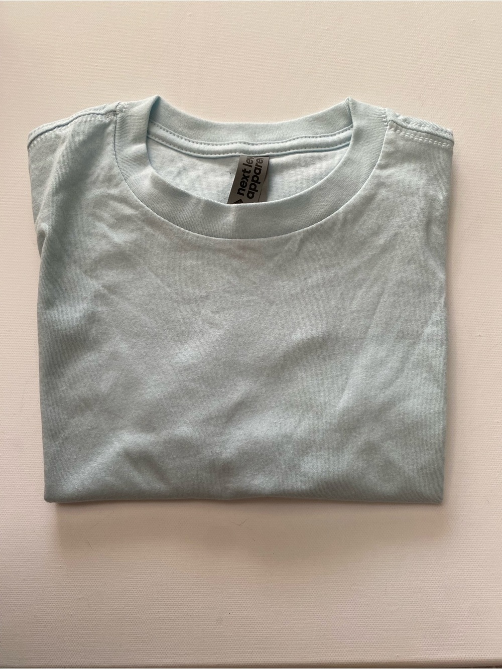 NWT Next Level Apparel Kids Light Blue Crew Neck Tee Slim Fit Small (Fits 5-6)